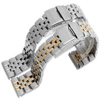 Ganzes 22 mm 24 mm silbergold Edelstahl Uhrenband für Fit Bre Watchgurt Gürtel Festmarke Bracelet271X