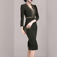 Compre al por mayor Vestido Tres Cuartos De Manga Hasta La Rodilla de bajo  precio \u0026 de calidad con envío gratuito | Es.DHgate