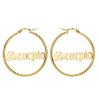 Hoop & Huggie Fashion DIY Twelve Zodiac Earrings Jewelry Custom 18K Silver Stainless Steel Letters Dangle Women GiftHoop
