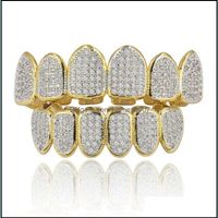 Hip Hop Gold-Plated Micro-Inlaid Teeth Grillz Zircon Bracket Big Gold Tooth Jewelry Drop Delivery 2021 Grillz Dental Grills Body Yzp1K
