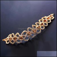 Cuff Bracelets Jewelry Luxury Blue Crystal Bracelet For Wedding Sier Gold Rhinestone Charm Women Bangles Pseira Feminina Drop Delivery 2021