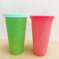 Стар-B Tumblers Термохромная чашка холодная и изменчивая пластиковая, изменяющая цвето, соломенные материалы PP чашки 5 шт.