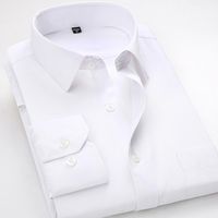 Chemises de robe pour hommes Mentières à manches longues décontractées Solid Twill Mâle Blanc Male Bureau de travail Forme Mensa Camilina 4xl