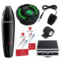 Rotary Tattoo Kit Dragonhawk Mast Pen LCD Voedingsvoorziening Extreme naalden voetpedaal Black Ink Carry Box266P