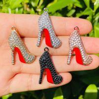 Charms 5pcs Red Bottom High Shoe Shoe Pingente de colar de pulseira para mulheres, fazendo com que as descobertas de jóias artesanais de Micro Pave