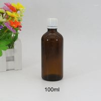 Wholesale- Sale 10pcs/lot Glass Dropper Bottles 100 Ml Bottle Copper Amber Essential Oil Cosmetic Brown