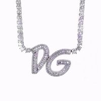 Custom Name Baguette Letters With Tennis Chain Necklace CZ Iced Out Zircon Pendant Hip Hop Jewelry283b