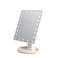 Miroirs compacts LED Design de miroir de maquillage de bureau 22 lumières Dimmable Interrupteur tactile multifonction ultra-clair avec grossissement
