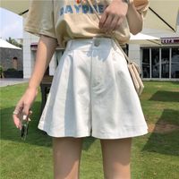 Summer Women s Shorts Straight Korean Harajuku Version Loose High waisted Wide leg Pants Slim Students All match Casual 220602