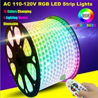 LED Strip Lights, fjärrkontroll RGB AC 220V SMD 5050 60 LED / m Vattentät Rope Ljusremsor, Färgbyte Lighting för hem Ind248y