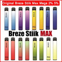 Оригинальный Breze STIIK MAX MEGA 5% E CIGARETTES Одноразовые VAGES Pen 1800 Устройство Puffs 8 Цветов 950 мАч 6 мл Сроссов