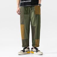 Spring Men Cargo Pants Cotton Polyester Hip Hop Mid Drawsring Pockets Full Length Green Gray Khaki Trousers