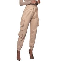 Kadın Pantolon Capris Spor Katı Renk İpli Sonbahar Kış Cepler Yüksek Bel Ayak Bileği Koşu Street Giymek için Sweatpants Gri XS