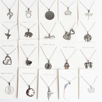 Wholesale 30Pcs Lot Fashion Lucky Charm Stainless Steel Pendant Necklaces Jewelry For Women Girls Heart Love Tree Of Life Owl Bird Mix Style Silver Plated Gift