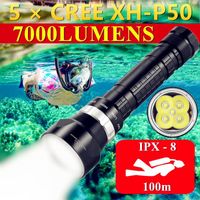 Taschenlampen Taschenlampen 4Core Cree XH-P50 Scuba LED Diving Tauchen leistungsstarke Hochleistungs-Diver-Licht Unterwasser 100m Laternen-Speerfischen