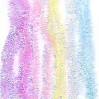 2 M Foil Rattan Tinsel Streamer Rainbow Color foil Garland Decorated Christmas Tree Ornaments Tops Ribbon New Year Decor L220531