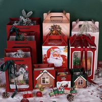 Christmas Decorations Gift Bag Candy Box Paper Packaging Cookie Red Green Chocolate Storage Party DecorChristmas