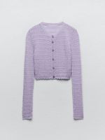 Tricot féminin t-shirt zach aiisa été le tempérament doux violet pour femmes tricot jacquard maille courte rond slim manche longue cardiga
