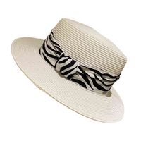 Wide BriM Hats Sommer Panama Zebra gestreiftes flaches Stroh für Frauen im Freien Travle Strand Freizeit All-Wettbewerb Sonnenschutzmittel Hut 220609