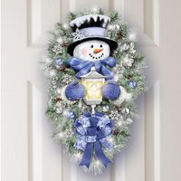 Christmas Decorations Wreath Door Sticker Snowman Wall Windo...