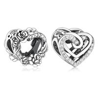 Fit Original Pandora Charms Bracelet Sterling 925 Silver Sparkling Entwined Hearts Charm Beads Women DIY Jewelry Making Berloque2406