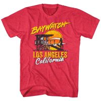 Erkek Tişörtler Baywatch Cankurtaran Kule Silhouette Sunset Erkek T Shirt Vintage Los Angeles CA Marka Moda Tee Fil