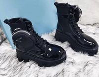 2022 women Martin boots monolish boots shiny Rois boots leather nylon ankle combat for Women Strap with removable nylon pouch