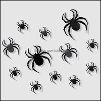 Other Event Party Supplies Festive Home Garden 12Pcs/Pack 3D Large Spider Stickers Halloween Eve Decorations Realistic Pvc Spiders Sticker