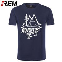 REM Adventure väntar på bokstäver T-shirt, tall, berg, tälttryck t-shirt toppkvalitet ren bomull unisex 220516