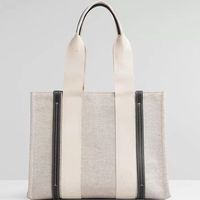 Fashion Shoulder Bag Letter Stip Stripe Gran capacidad Gran capacidad Lienzo Femenino Japonés Mano informal