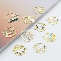 10pcs Chinese Style Animal Pendants Charms For Jewelry Making Round Multicolor Rabbit Enamel Necklace Bracelet Diy 3cm X 2.7cm