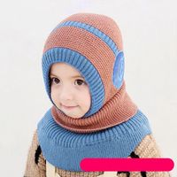 Зимняя детская шляпа вязаная детская шапочка для девочки с милым узором гарнитуры теплый шарф