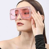 2021 Femmes Mode de luxe Bling Share Sunglass Grand cadre Ladis Ladi Diamond Inset Sunglass