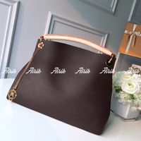 SAC ARTSY MM M40249 Top Quality Fashion Womens Top Handle Tote Shoulder Handbag Purse Iconic Brown White Check Waterproof Canvas N41174