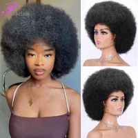 High Puff Afro Wig Short Kinky Curly Wig With Pony Black Natural Ombre Synthetic Hair For Women Party Dance Female bob Wigs J220606