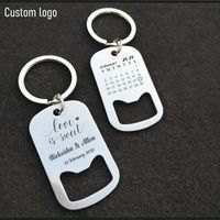 Personalized Bottle Opener Customized Calendar Name Date Beer Opene Keychain Key Ring Party Wedding Favor Gifts Souvenirs 220411