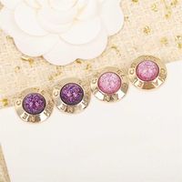 2022 Classice round shape charm stud earring hollow design and purple pink crystal beads for women wedding jewelry gift have stamp2743