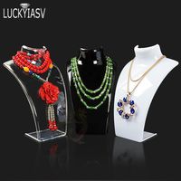 Whole 3pcs lot Acrylic Mannequin Necklace Jewelry Display Holder Pendant Earrings Counter Window Display Stand For Necklace253W