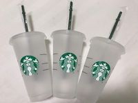 Кружки Starbucks 24 унции/710 мл пластикового тумблера многоразовый прозрачный питьевый цвет с плоским дном изменение с помощью губ соломы волшебство кофейная чашка