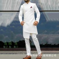 Etnik Giyim 2022 Klasik Afrika Beyaz Uzun Blazer Damat Smokin Groomsman Yüksek Kaliteli Erkekler Gelinlik Prom Erkek İş Takımları
