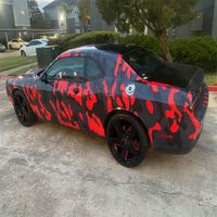 Red Black Camouflage Premium Vinyl Car Wrap Decal Film Sheet Foil with Air Channel Release Technology249B