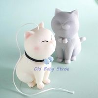 Herramientas de artesanía Gatito Vela Molde de silicona Forma de gato lindo Kitty con campana haciendo bricolaje yeso