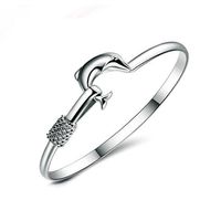 925 silver charm bangle Fine Noble mesh Dolphin bracelet fashion jewelry GA150193h