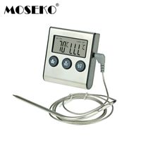 MOSEKO Digital Meat Oven Cooking Kitchen Thermometer for Smoker Grill Food BBQ Clock Timer Alarm with Stainless Steel Probe 220531