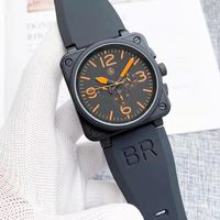 2022 럭셔리 브랜드 BR 자동 기계적 남성 시계 고무 로스 스퀘어 프로스트 스테인레스 스틸 패션 6 핀 남자 손목 시계