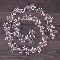 Accesorios para el cabello de boda Beads de cristal rosa Bandas de novia largas Corona Corona Headband Tiara Tiara Joyas Adornos ML 220805