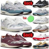 With Sock Tag Sean Wotherspoon 1 87 BW running shoes Patta Waves men women Noise Aqua Rush Maroon Light Stone Lyon mens trainers sports sneakers