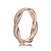NEW Women Luxury Fashion 18K Rose Gold Ring Set Original Box for Pandora Real Silver CZ Diamond Wedding Ring270K