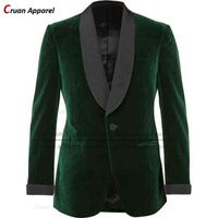 Nuevos blazers para hombres de terciopelo verde de lujo para la cena de boda a medida Chaqueta de traje de traje de traje a medida