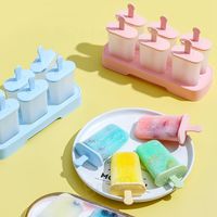 6 Pcs Set Ice Cream Tools Mould Home DIY Handmade Ice Pops Mold Ice-cream Maker Moulds Kitchen Popsicle Molds With Stick Tray BH4119 TQQ